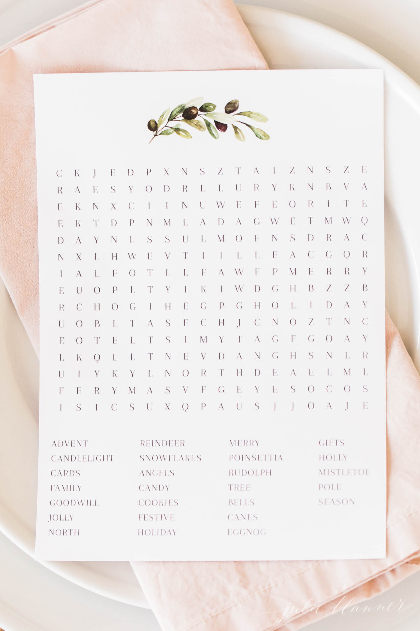 christmas activities word search