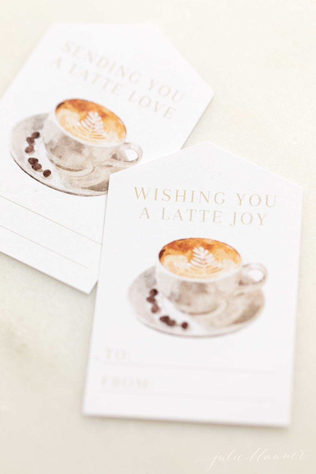 printable "Thanks a Latte" gift tags