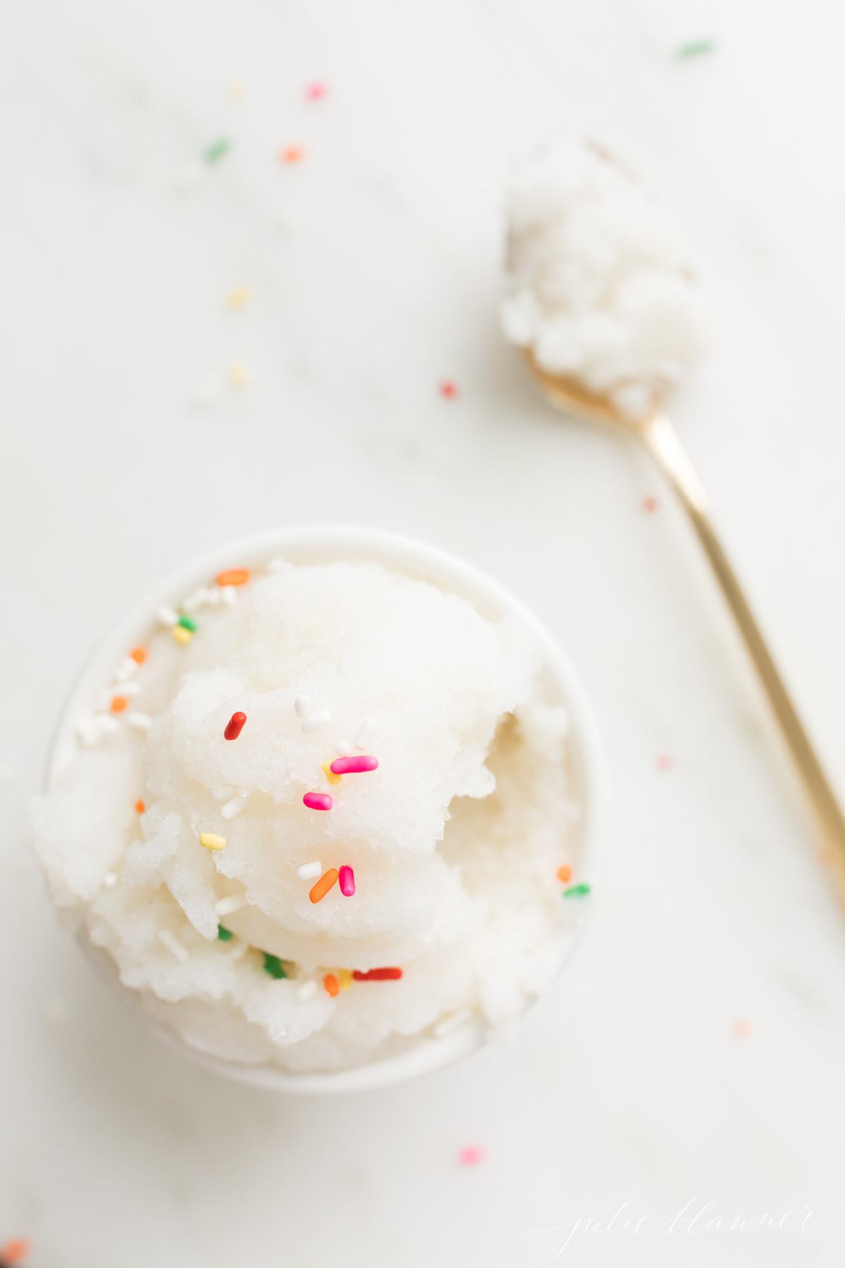 snow ice cream with sprinkles