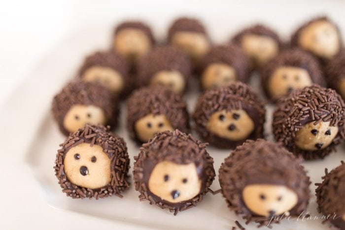 buckeye chocolate peanut butter balls on a plate