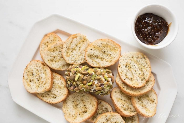 goat cheese spread on a platter