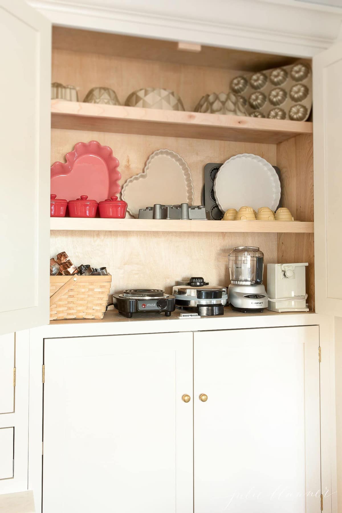 small appliances in cabinet