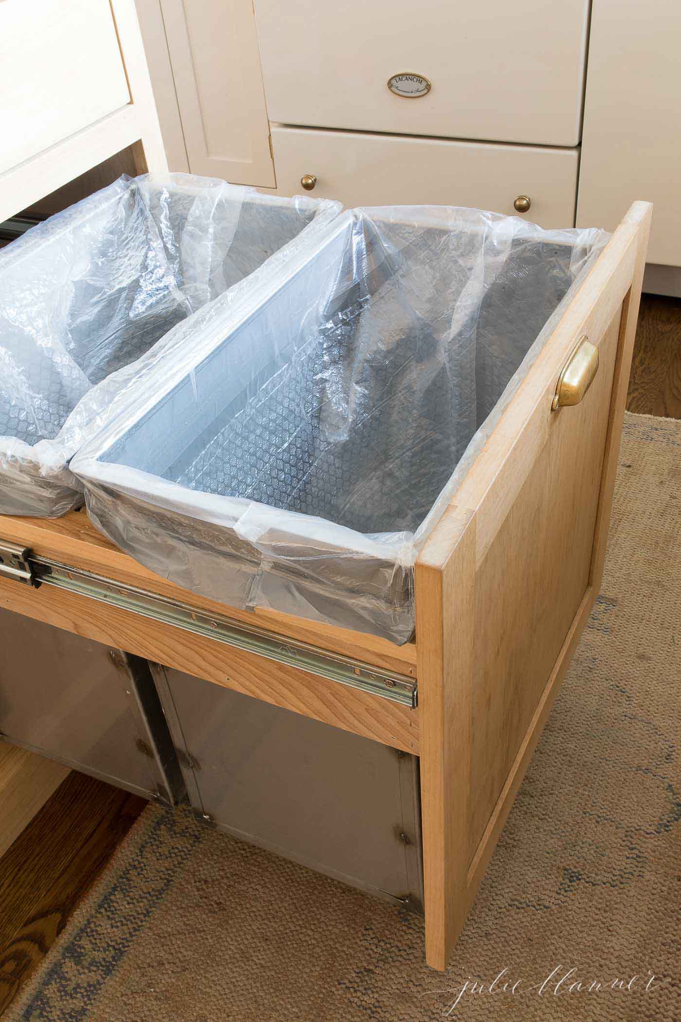 recycling drawer in kitchen 