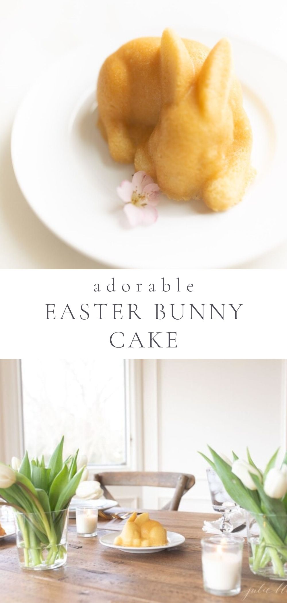 adorable individual bunny shaped cake on a white platter