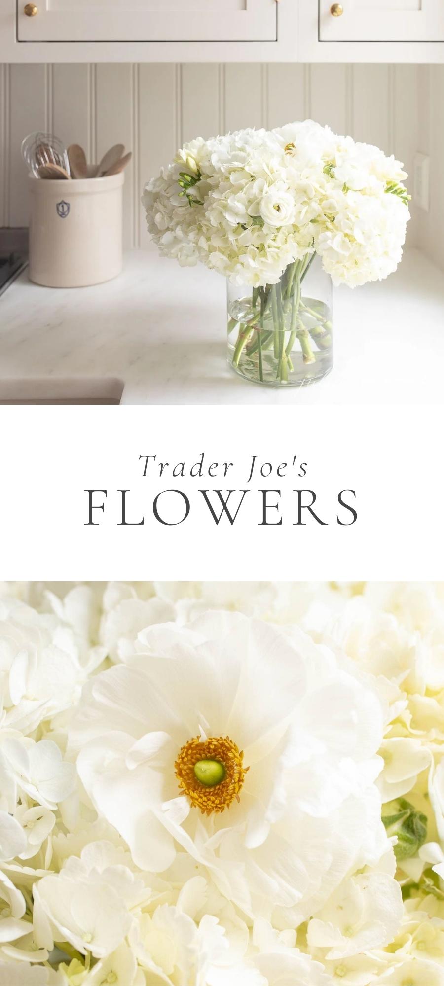 vase with white flowers on kitchen counter