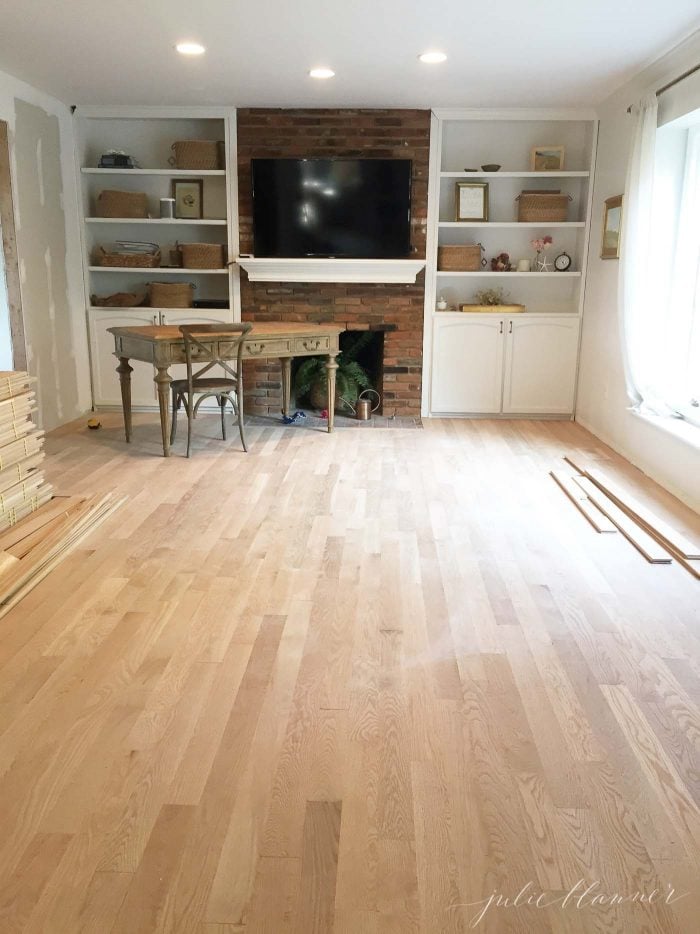 New wooden floors being installed.