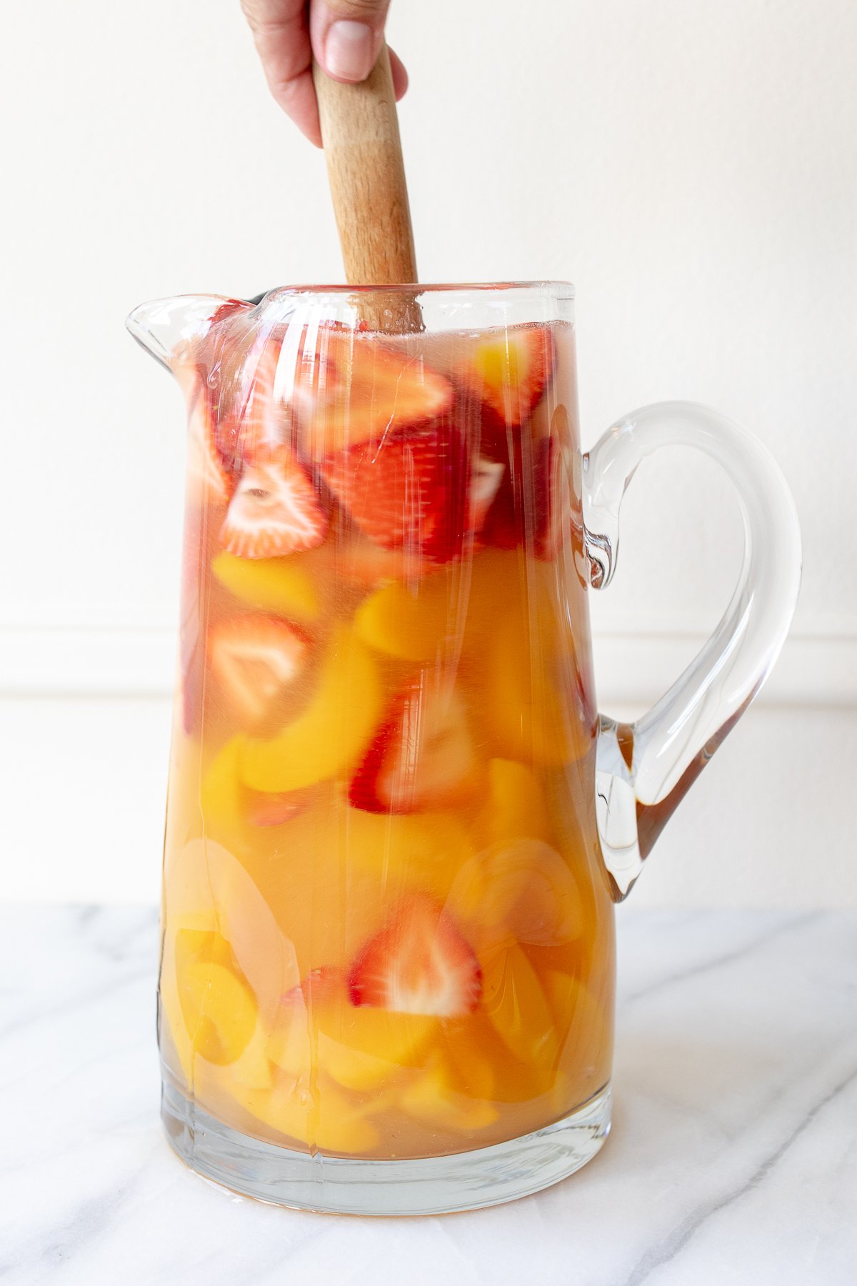 A pitcher of Moscato sangria