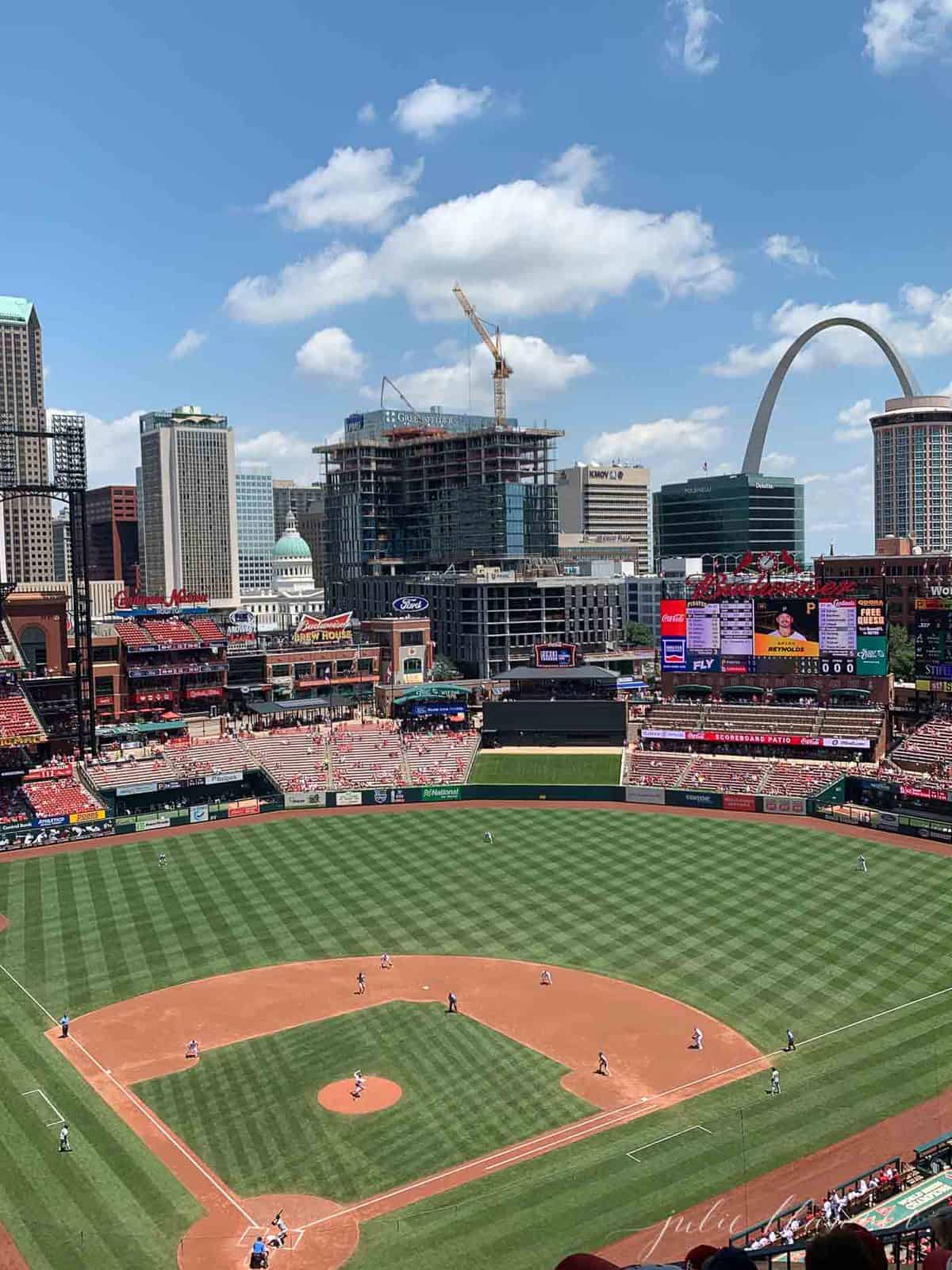 St. Louis baseball field with the arch in the background