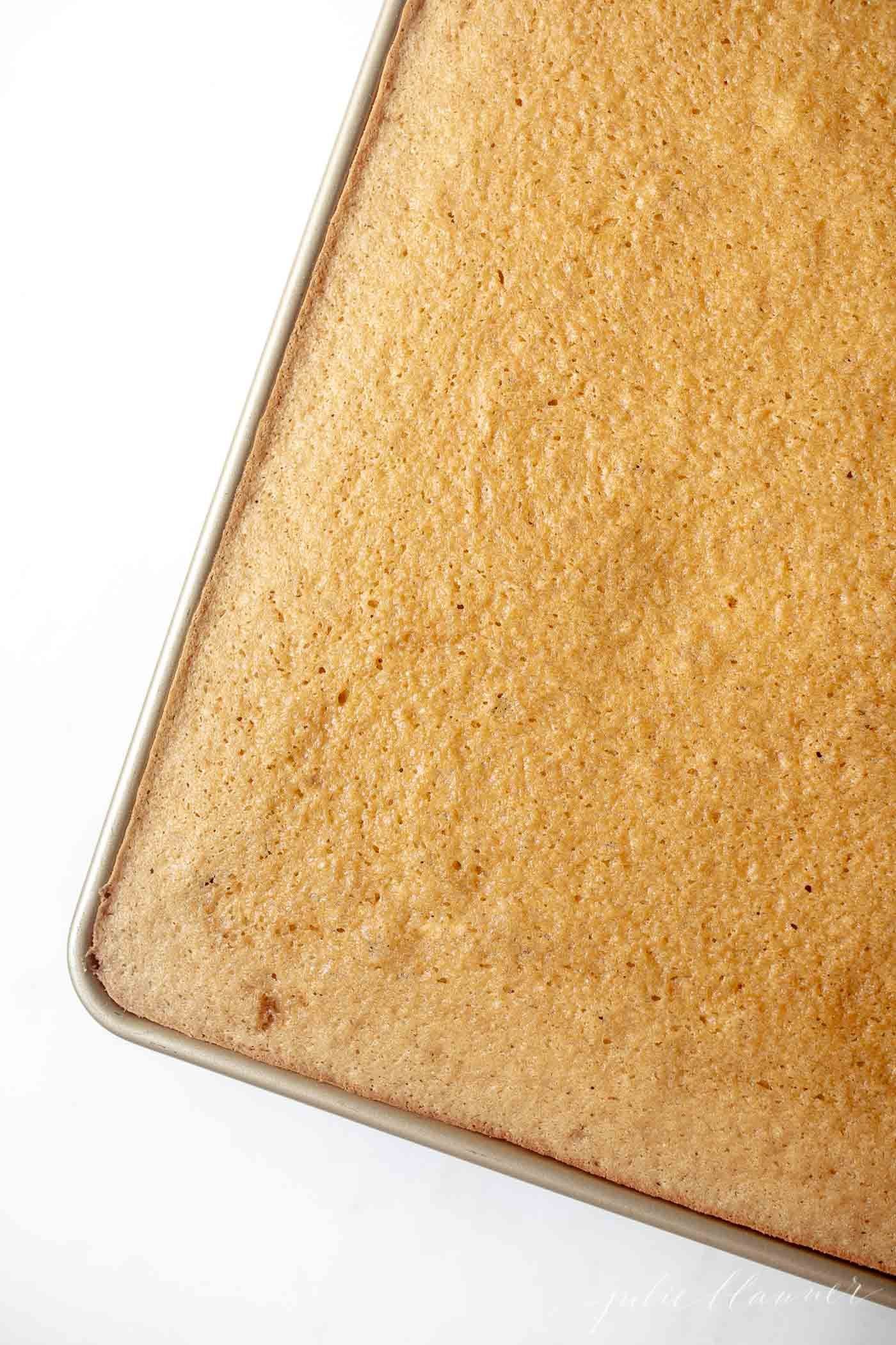 A butterscotch cake in a half sheet pan.