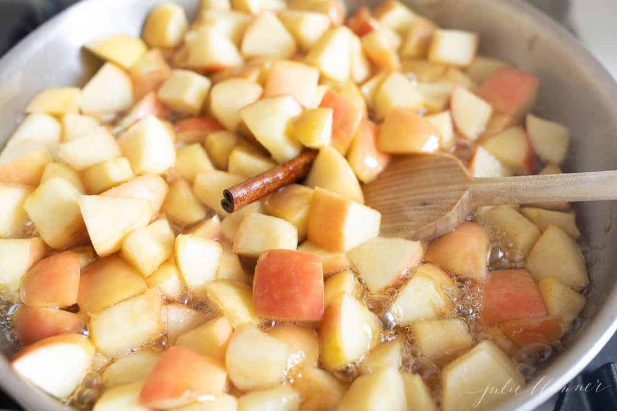 apples on stove top