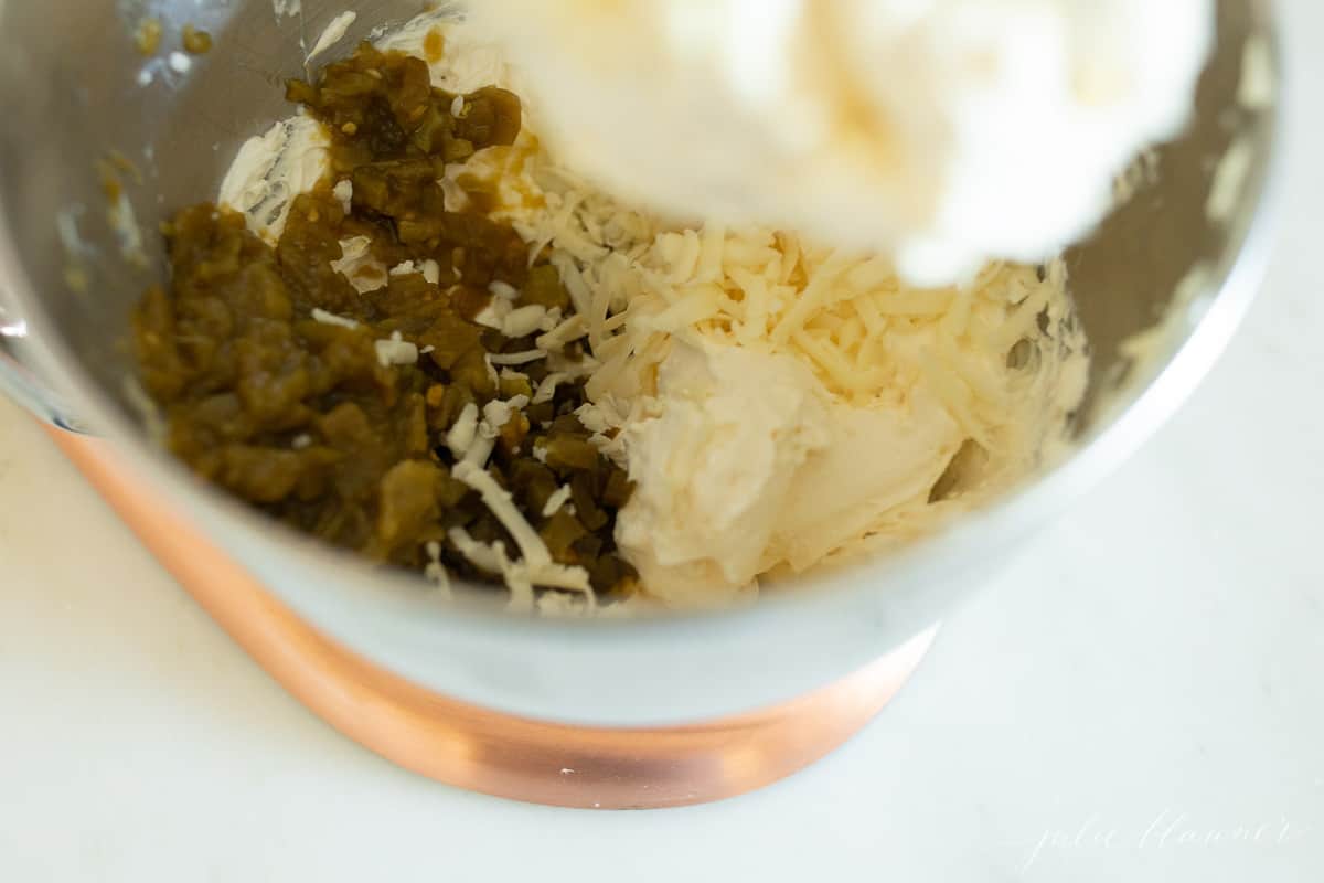 jalapeno dip ingredients in a mixing bowl