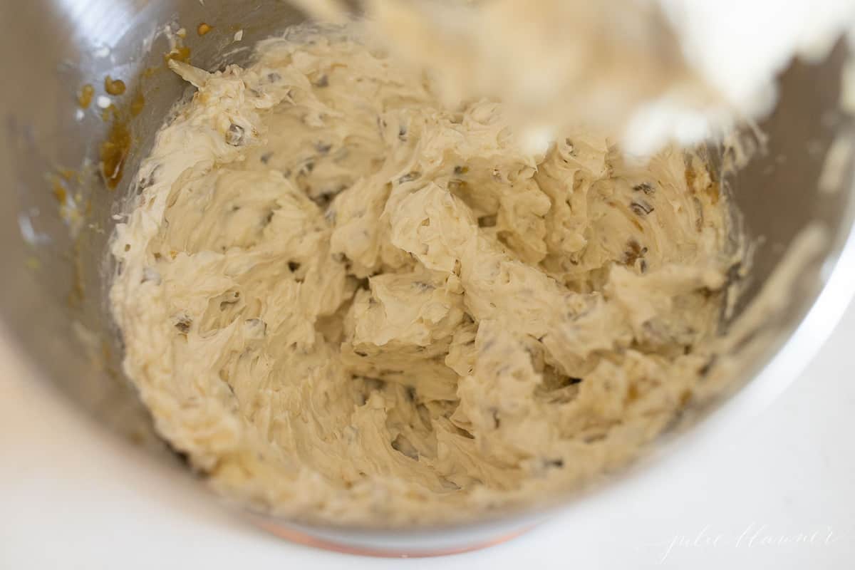 jalapeno dip in a mixing bowl