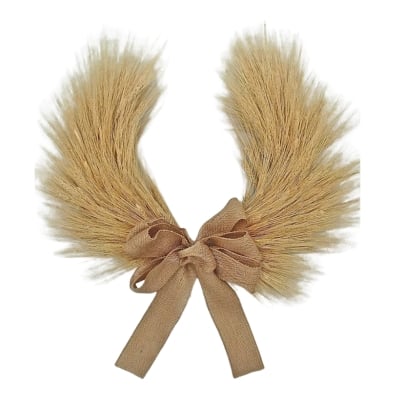 A laurel wreath with a bow on it.