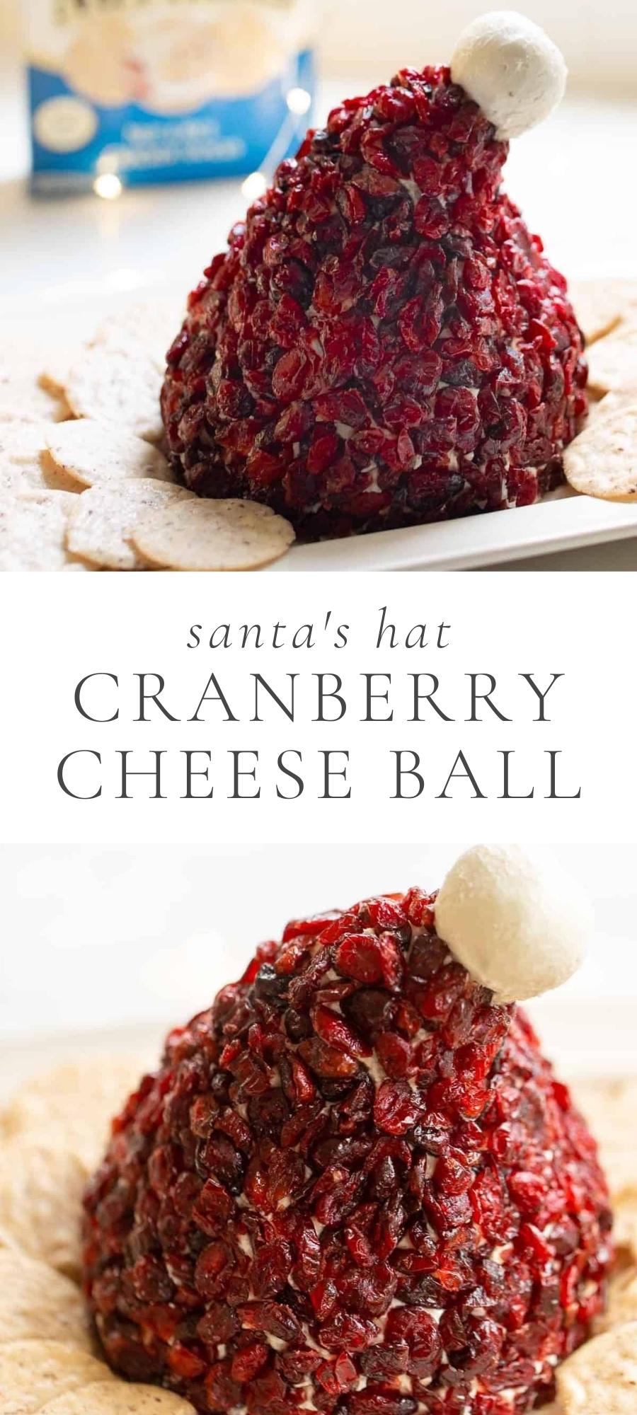 Santa’s Hat shaped Cranberry Cheese Ball