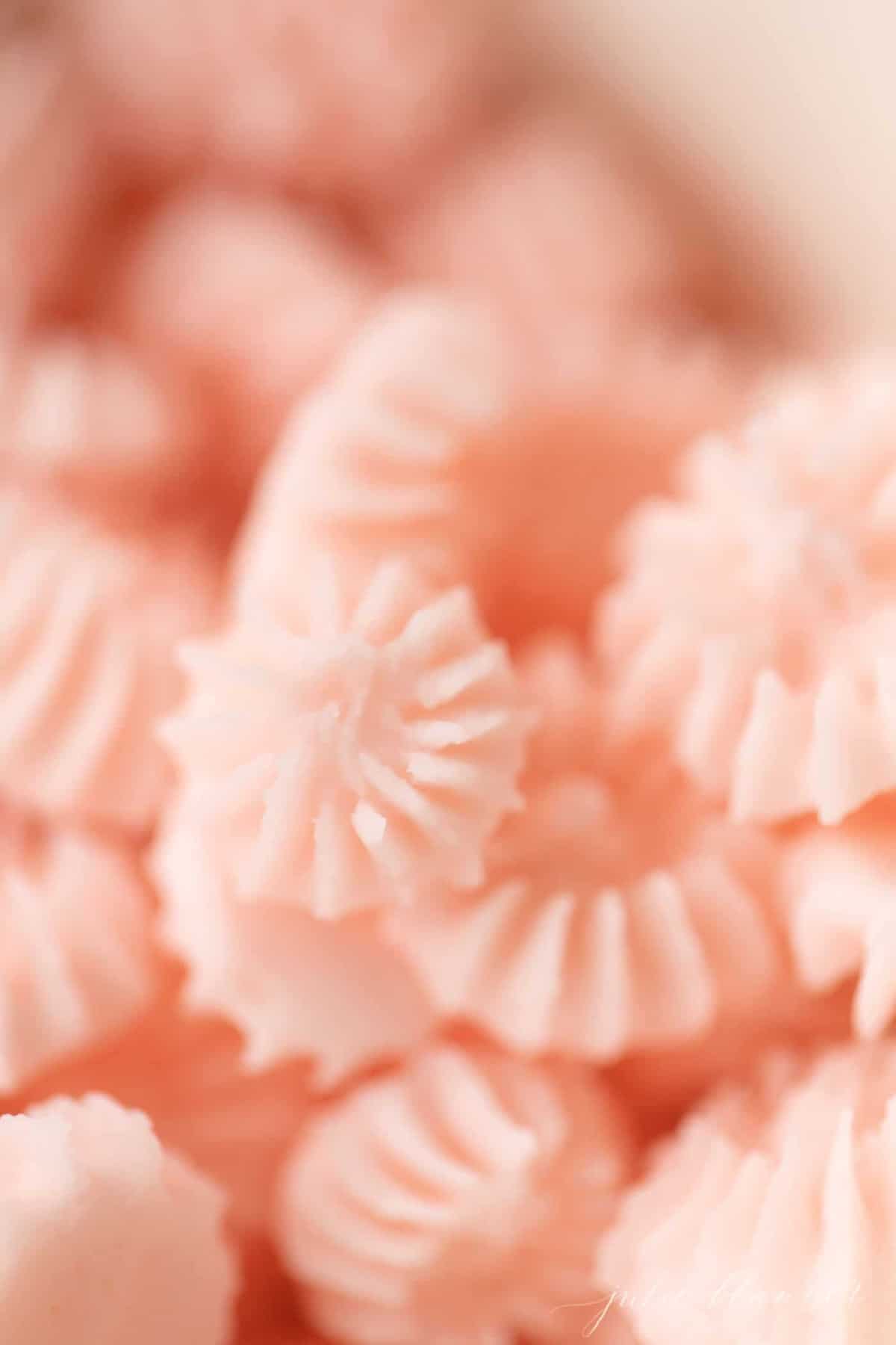 Close up of pink cream cheese mints