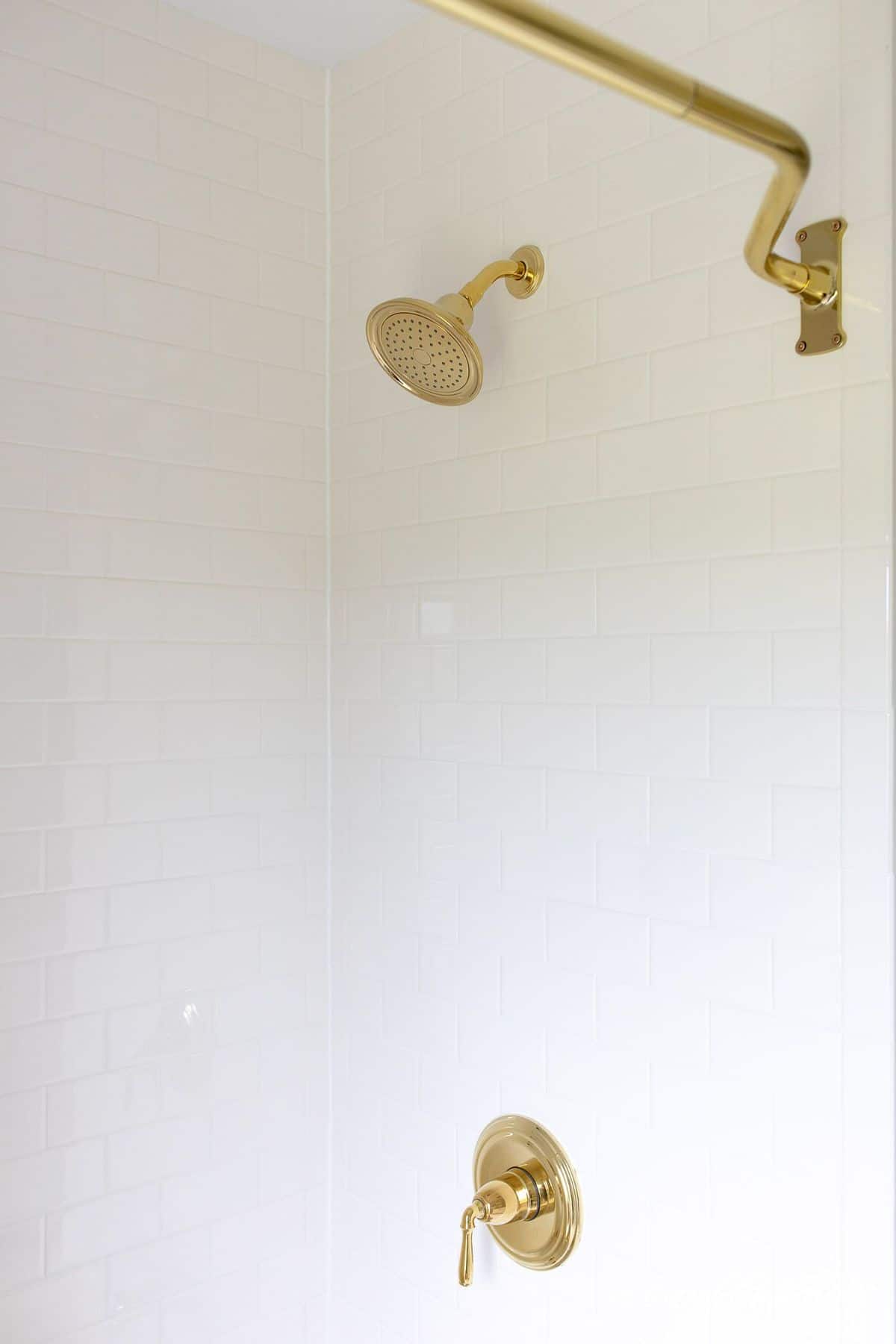 Clean white tile in a bathtub.