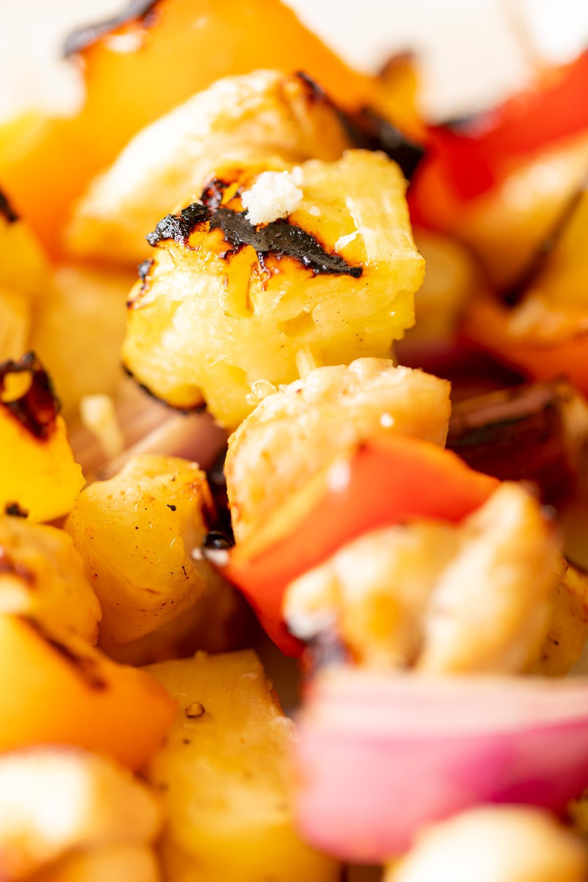 Close up of a chicken kabob recipe