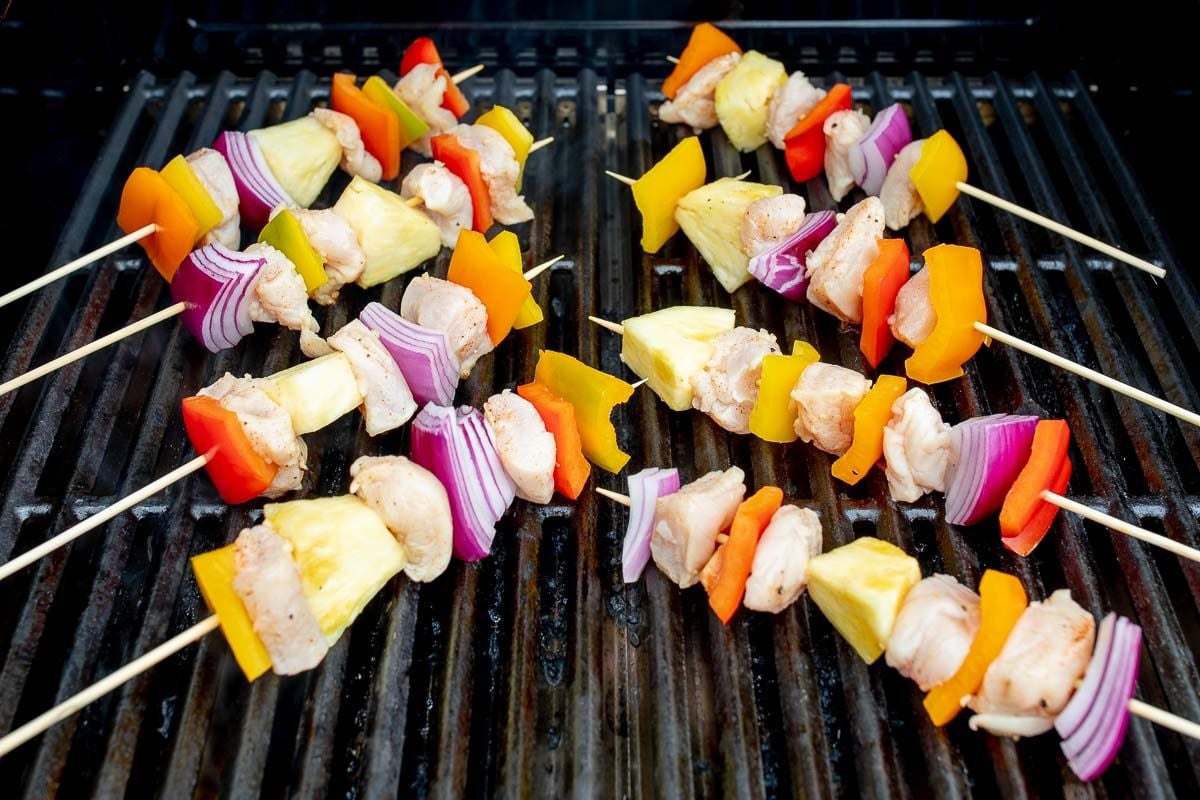 chicken kabobs on grill