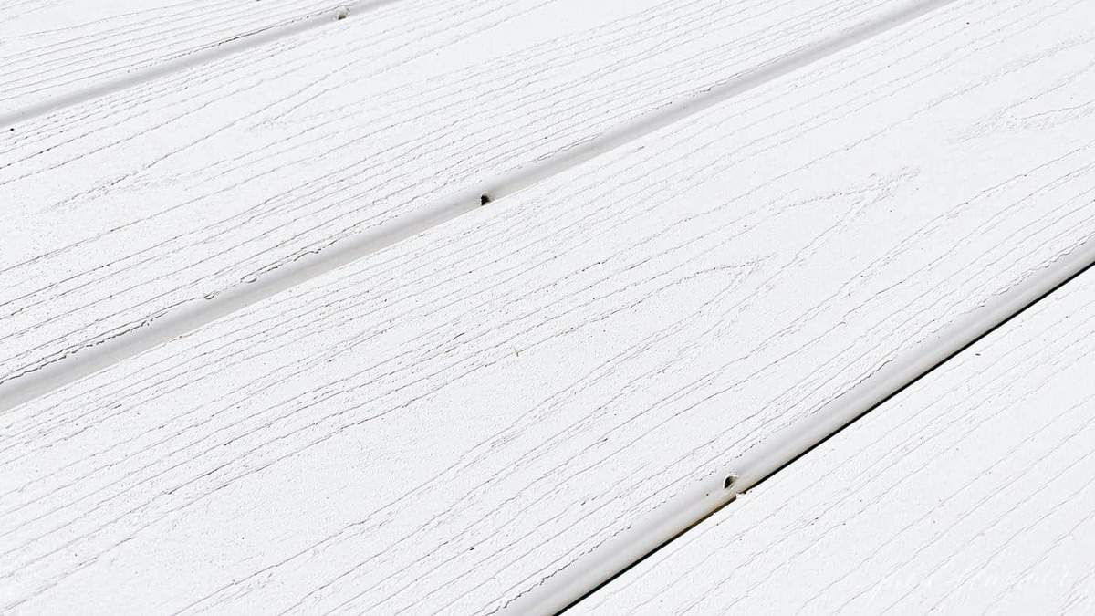 Stripes of white vinyl decking.