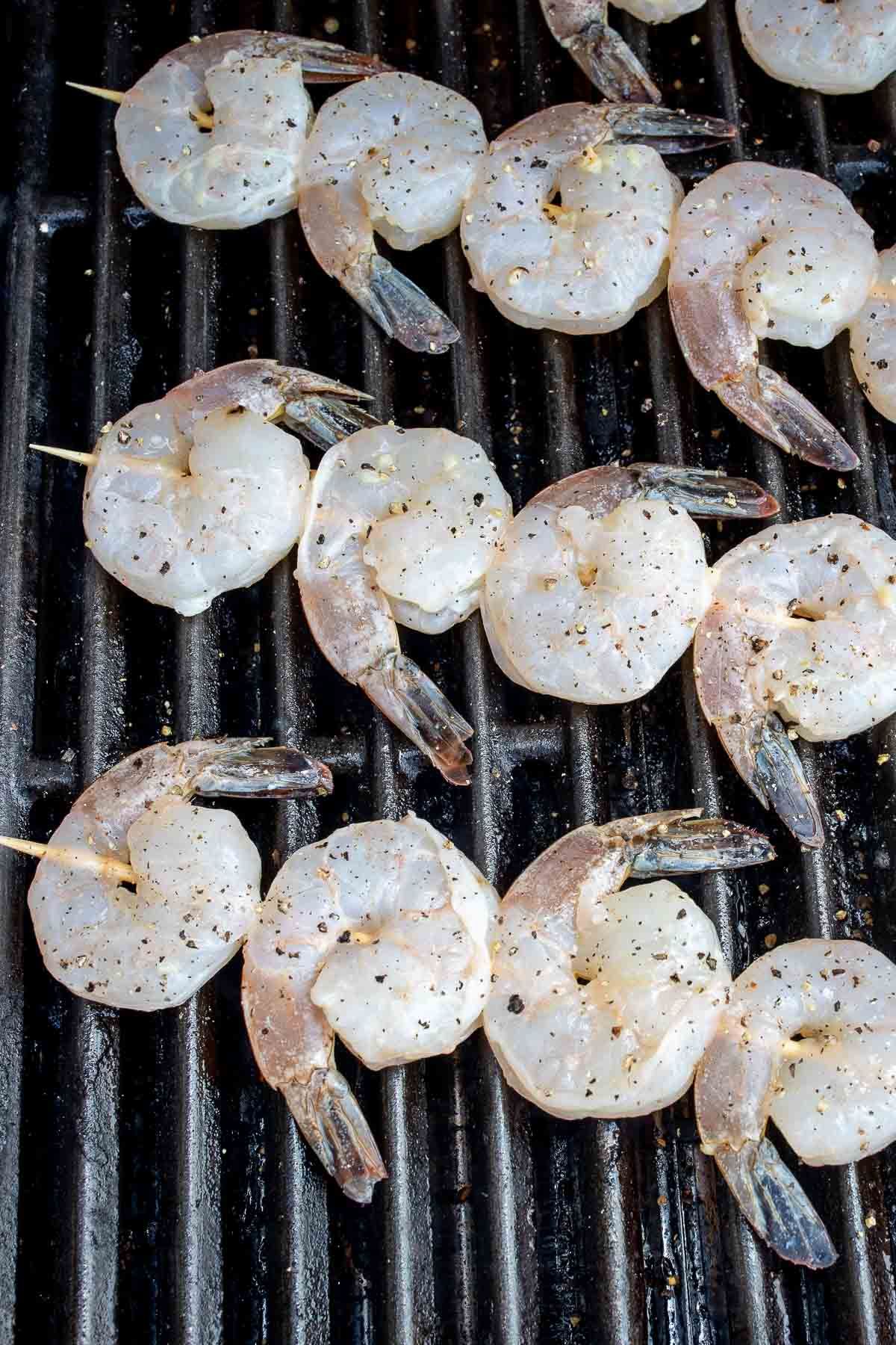 shrimp kabobs on the grill