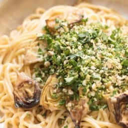 gremolata on bed of pasta
