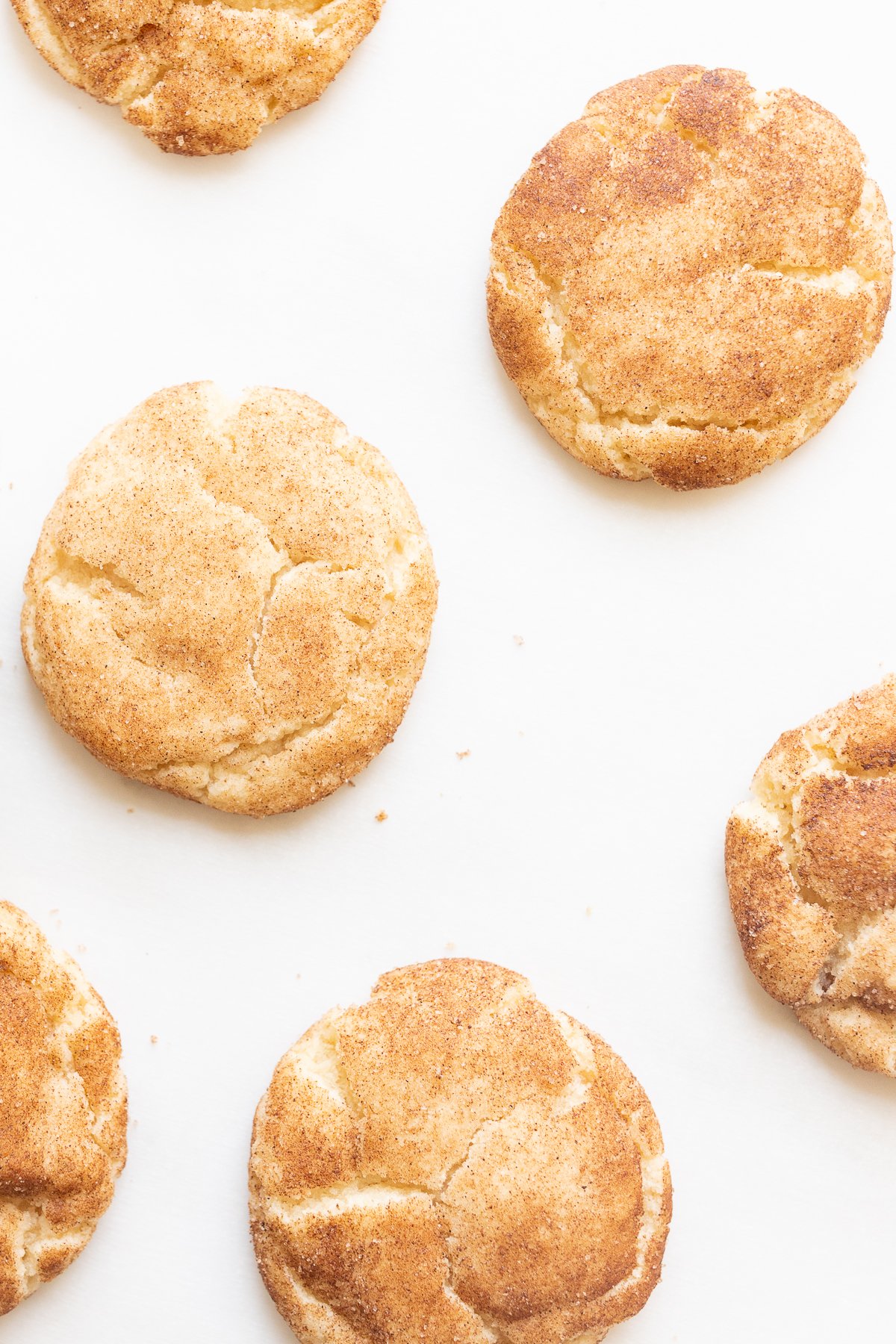 Snickerdoodles without cream of tartar on a white surface. 