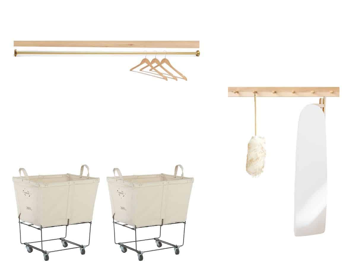 mood board with laundry carts and ironing board