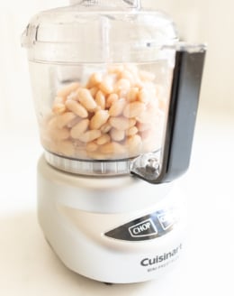 White beans in a food processor