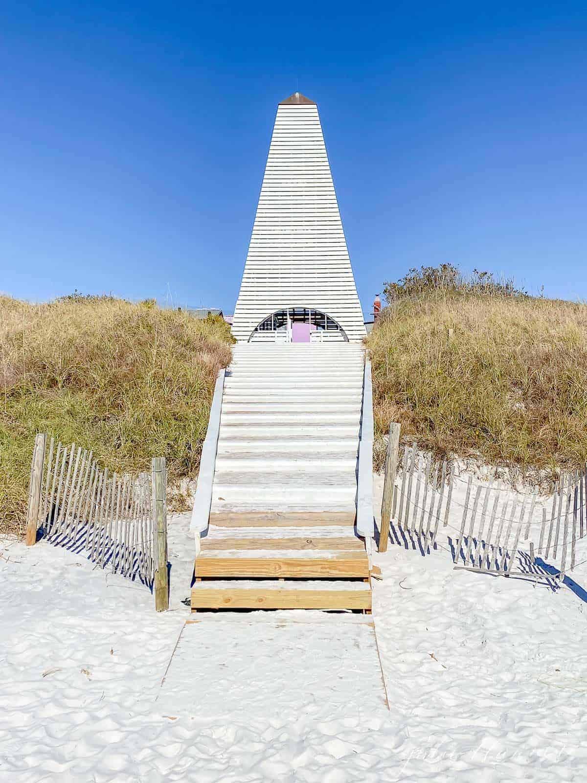 Steps to a beach pavilion in Seaside Florida.