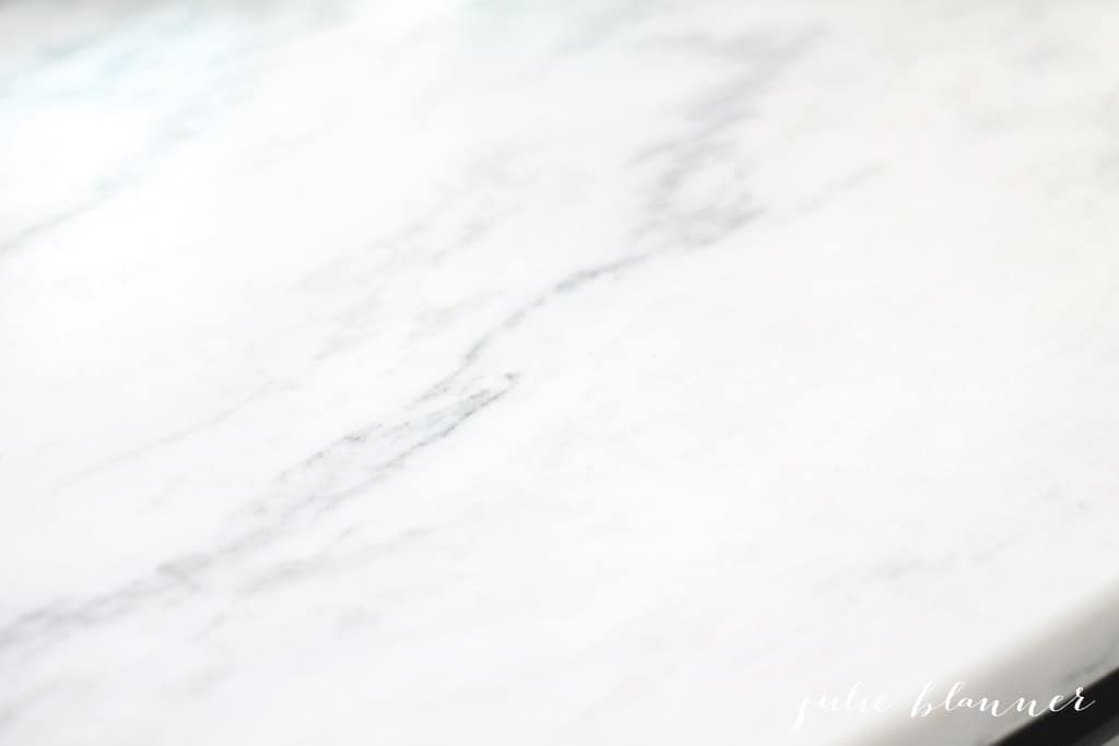 A close up photo of Danby marble sealed with marble sealer.