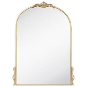 An ornate gold mirror for a tween bedroom, set against a white background.