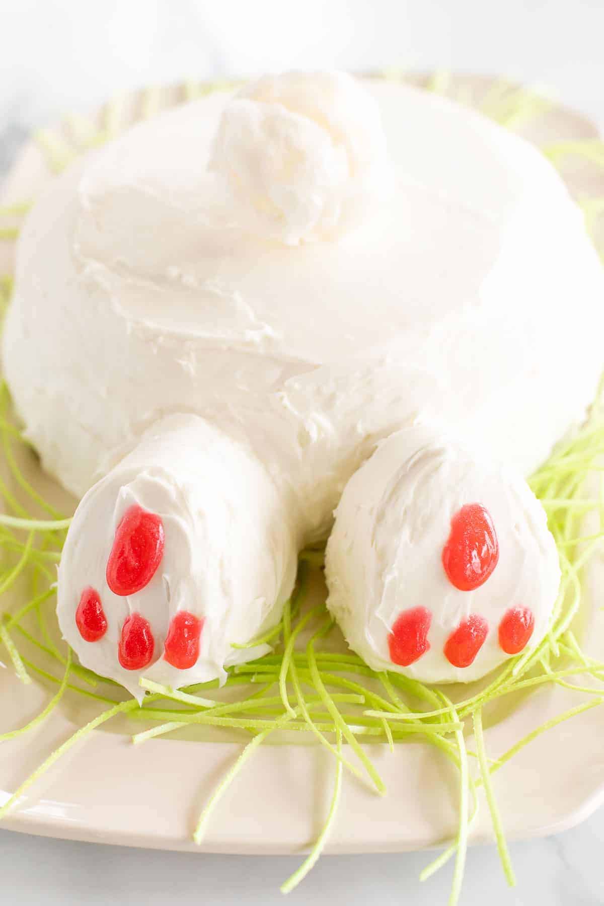 bunny butt on a platter with green grass