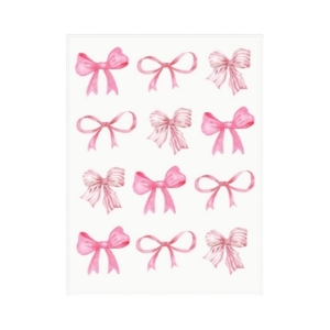 Adorn your tween bedroom with coquette pink bows on a white background.