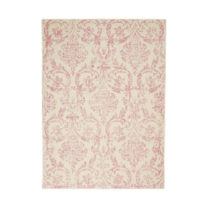 A stylish pink and white rug perfect for a tween girl's bedroom.