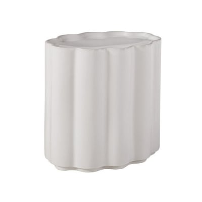a scalloped side table garden stool