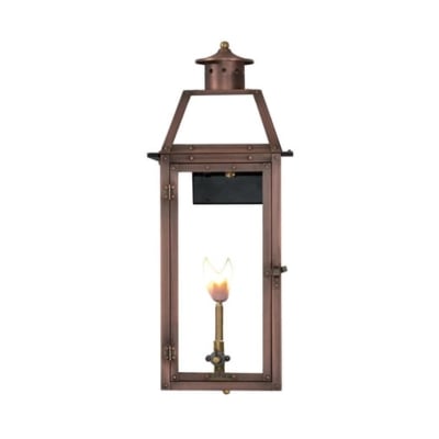 An exterior copper lantern on a white background