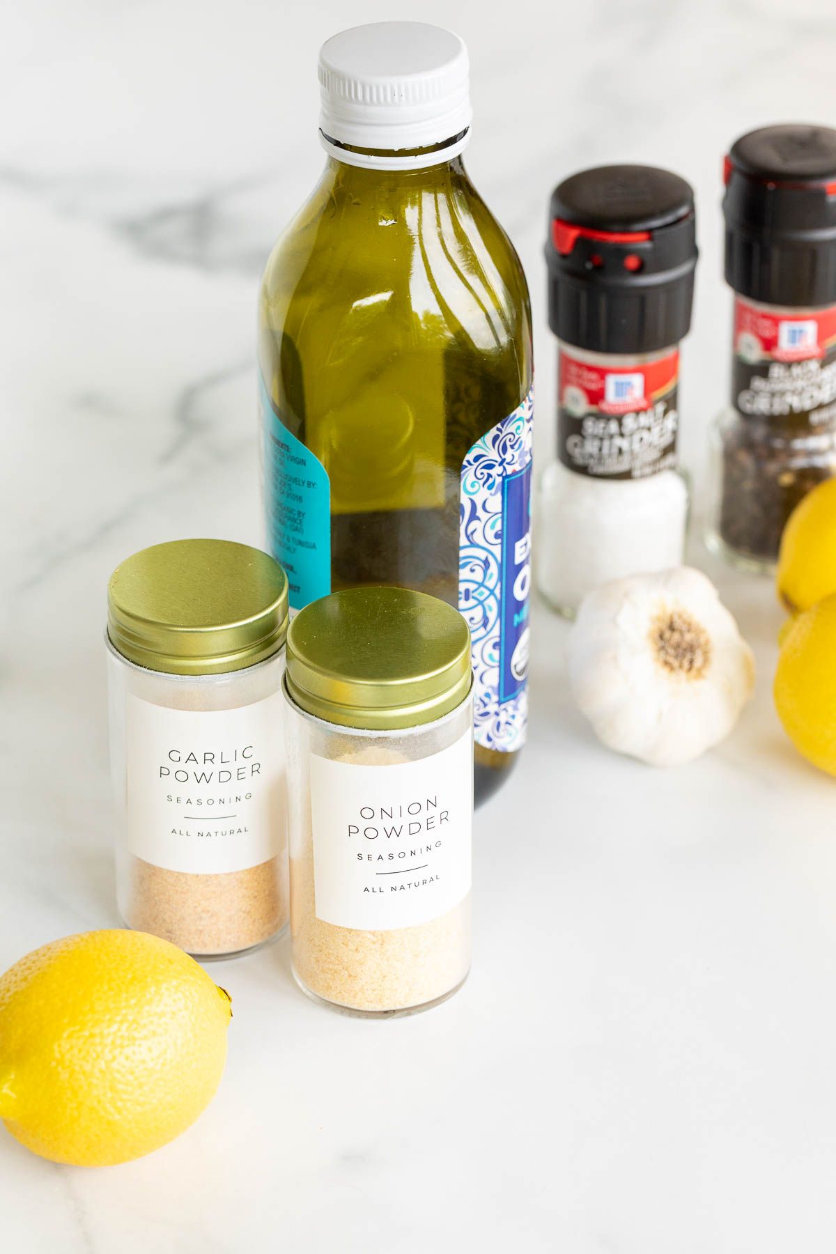 Ingredients for California chicken on a white countertop.