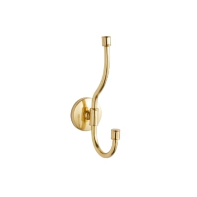 A double brass hook against a white background.