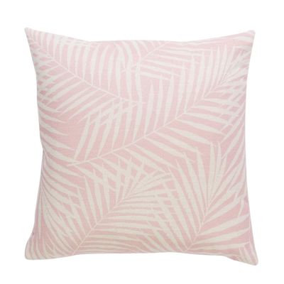 A pink and white pillow cover from Amazon home.