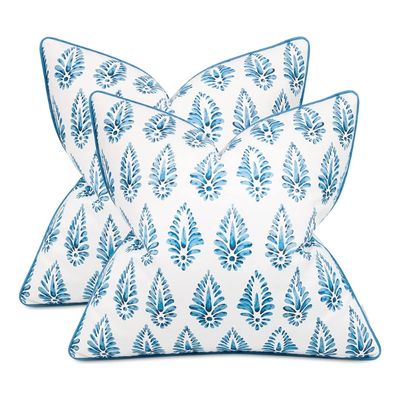 blue and white pillow from Amazon