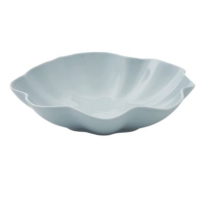 A blue ceramic ruffled bowl from amazon home