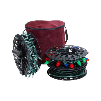 Christmas lights in a bag for convenient christmas storage.