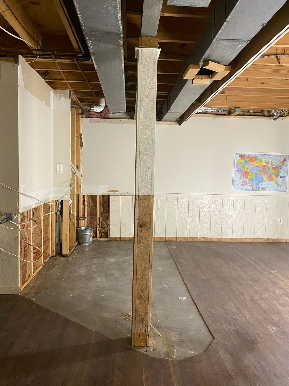 A basement bar in the process of remodeling