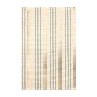 A striped neutral stair runner