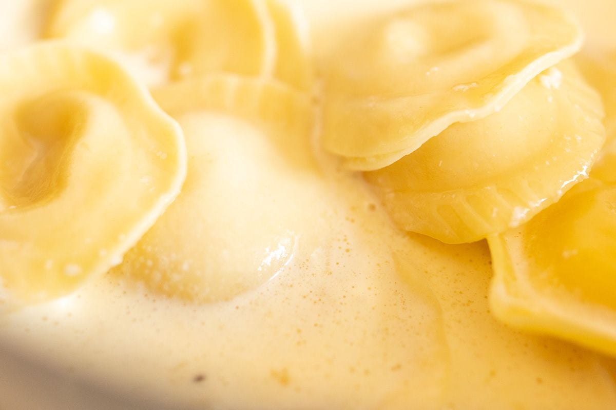 ravioli in an asiago sauce