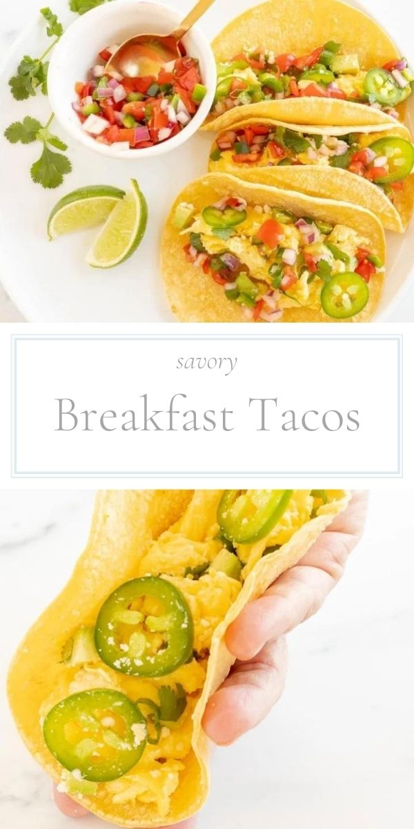 Top photo is a platter of tacos garnished with cut limes. Bottom photo is a single taco topped with jalapenos being held in someone's hand