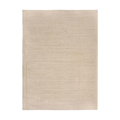 A beige textured indoor outdoor rug on a white background.