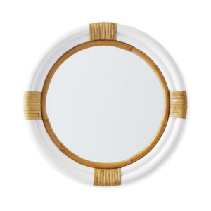 white rattan mirror