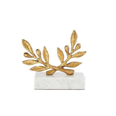 a gold and marble olive branch figurine