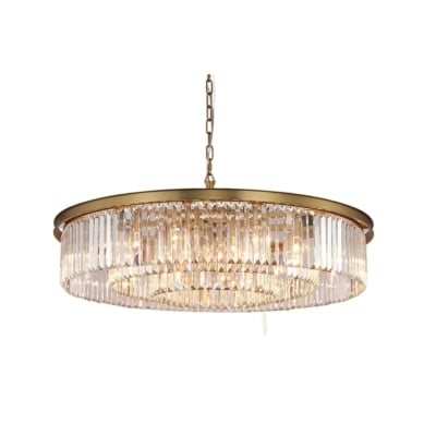 A brass chandelier RH dupe